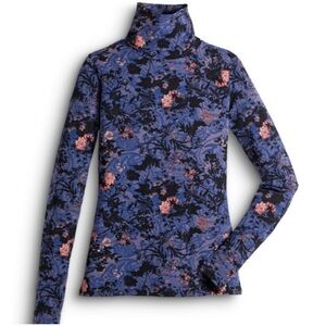 Purple Shadow Blossom Pima Cotton Floral Turtleneck T Neck Peruvian Connection S